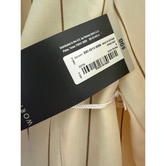 NWT Worthington Ivory Brown Striped 2-Button Blazer Jacket Women's Size 8 - Picture 4 of 5